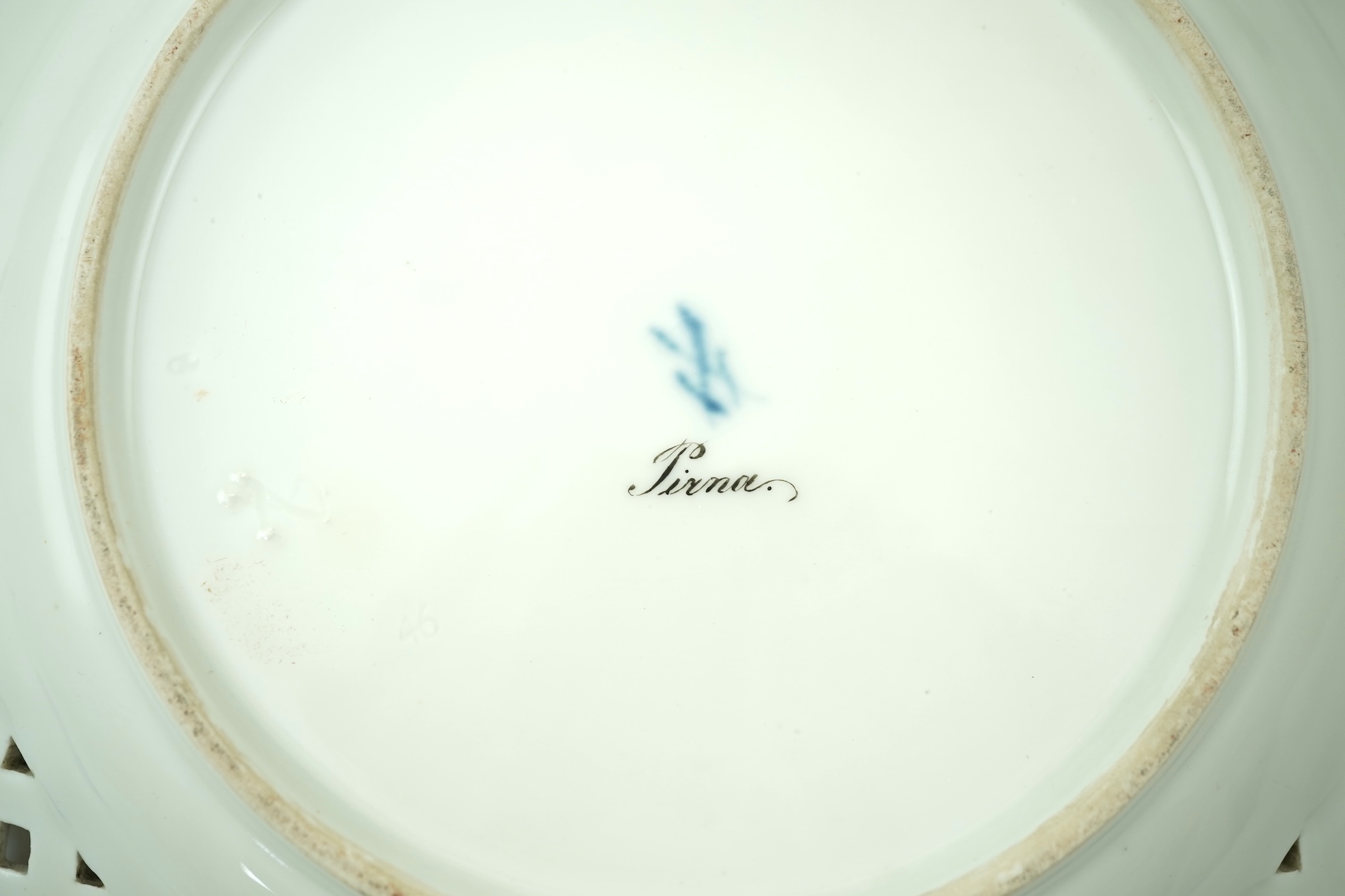 A Meissen topographical reticulated dresser plate, 19th century